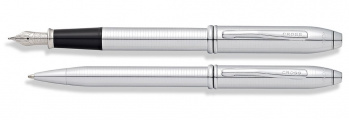 Набор: шариковая ручка и перьевая ручка<br/>Townsend® Radial Engraved Chrome<br/>AT0047-34MS Набор: шариковая ручка и перьевая ручка<br/>Townsend® Radial Engraved Chrome<br/>AT0047-34MS