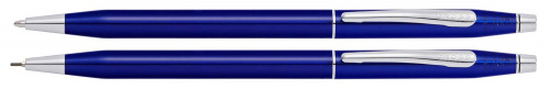 Набор: шариковая ручка и механический карандаш<br/>Classic Century® Translucent Blue Lacquer/Chrome<br/>AT0081-112 Набор: шариковая ручка и механический карандаш<br/>Classic Century® Translucent Blue Lacquer/Chrome<br/>AT0081-112